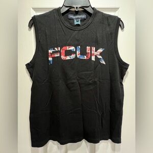 French Connection FCUK unisex sleeveless tank top, black, size medium